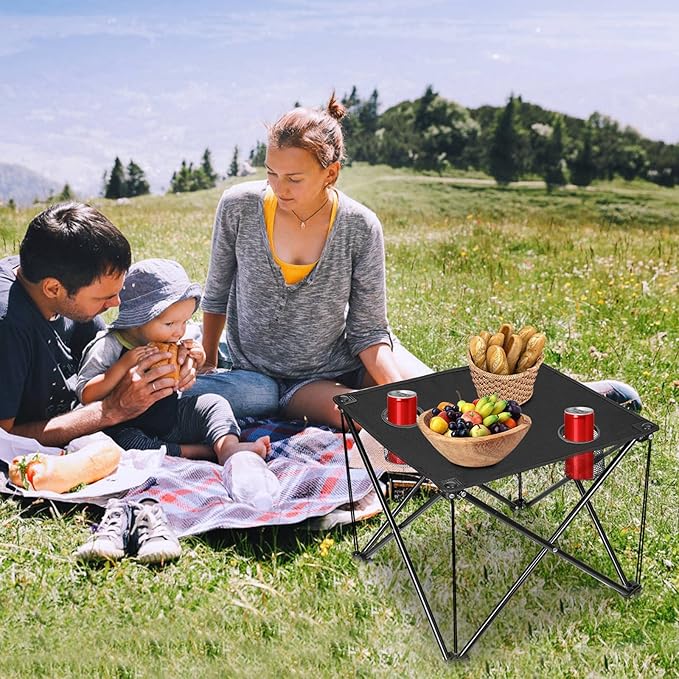 Moclever Foldable Camping Table – Ultralight Portable Table with Cup Holders &amp Carry Bag Perfect for Outdoor Adventures Picnic Beach BBQ Hiking &amp Home Use