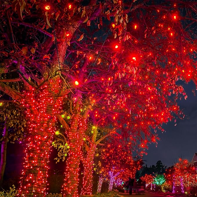 WATERGLIDE 1000 LED Valentines String Lights 328 FT Green Wire LED Decorative Fairy Lights with Remote &amp 8 Modes Waterproof for Outdoor Christmas Holiday Party Garden Wedding Home Decor Red