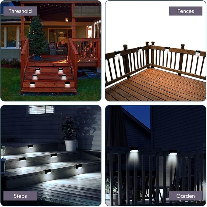 Tuanse 36 Pack Solar Deck Lights Outdoor Step Waterproof LED Stairs Lights Outside Fence Step for Pool Garden Wall Patio Yard Porch(White)