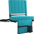 SPORT BEATS Stadium Seats with Back Support Bleacher Chairs with Back and Cushion Thick Padded Bleacher Seats Includes Shoulder Strap Cyan 1pc Regular - 17 W x 12 D x 16.5 H