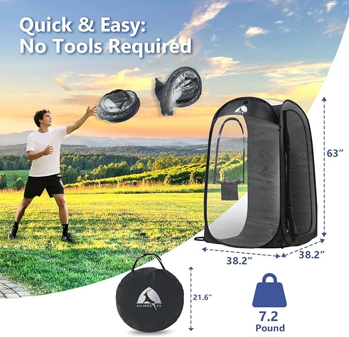 Sports Pod Kilindeer Pop Up Weather Tent for 1 Person – Portable All-Weather Shelter with Clear TPU Panels Instant Setup for Outdoor Events Camping Hiking Wind &amp Rain Protection