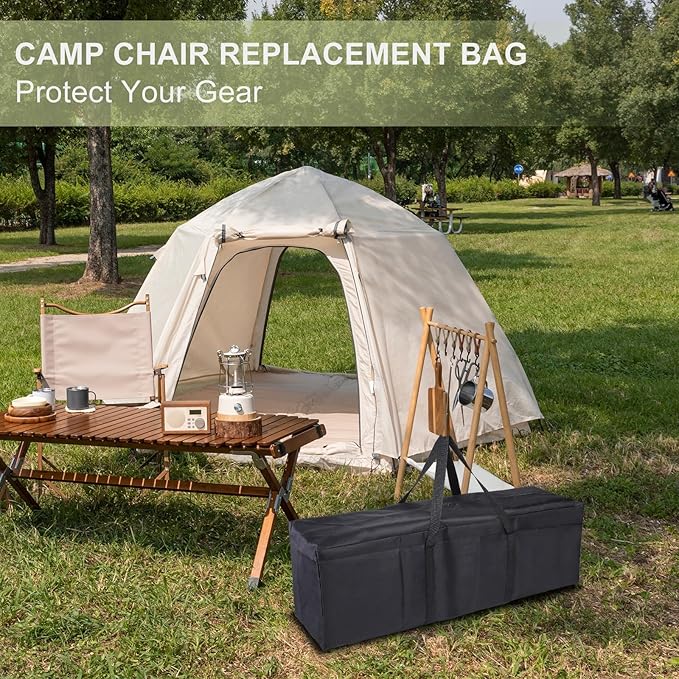 Camp Chair Replacement Bag Camping Folding Chair Storage Bag Large Zippered with Handle Strap 47 x 14 x 14 Inch Fit for Outdoor Travel Tent Storage (2 Pack Black)