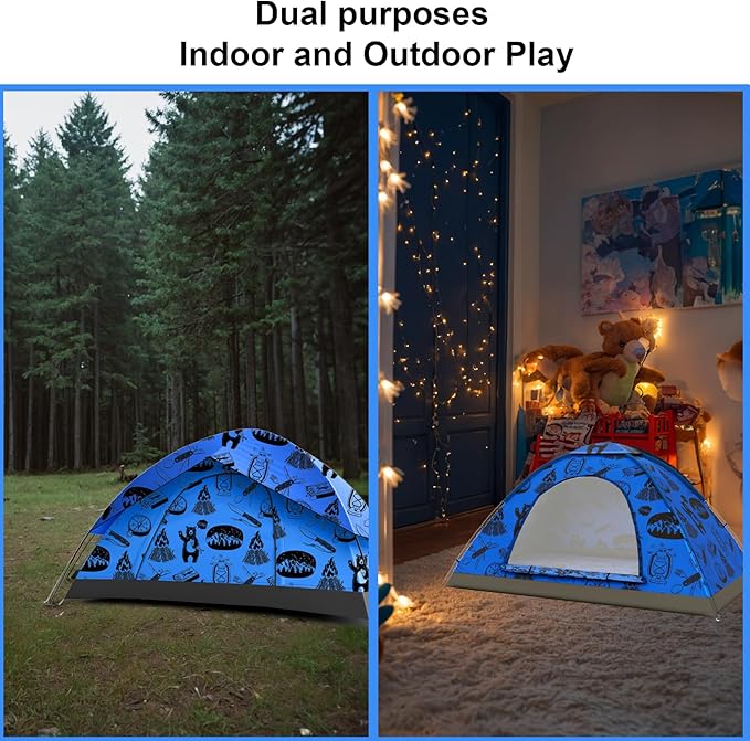 KidzAdventure 2 in 1 Kids Tent for Camping/Kids Play Tent| Backpacking Tent for Kids |Easy Set Up Camping Tent