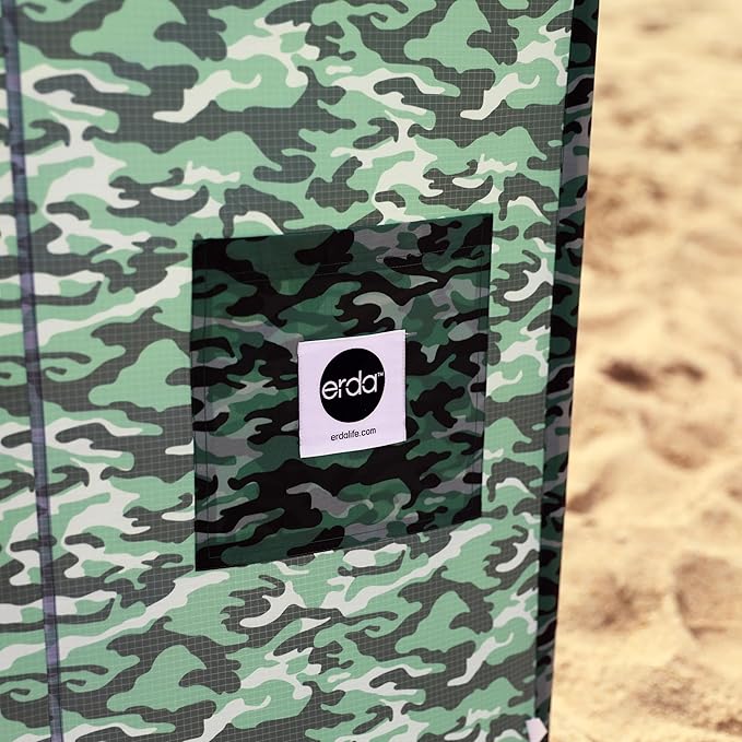 Forest Camo Pro Beach Recycled Polyester Rip-Stop 20 ft Lightweight Windscreen Privacy Screen Wind Blocker Free Matching Shoulder Bag