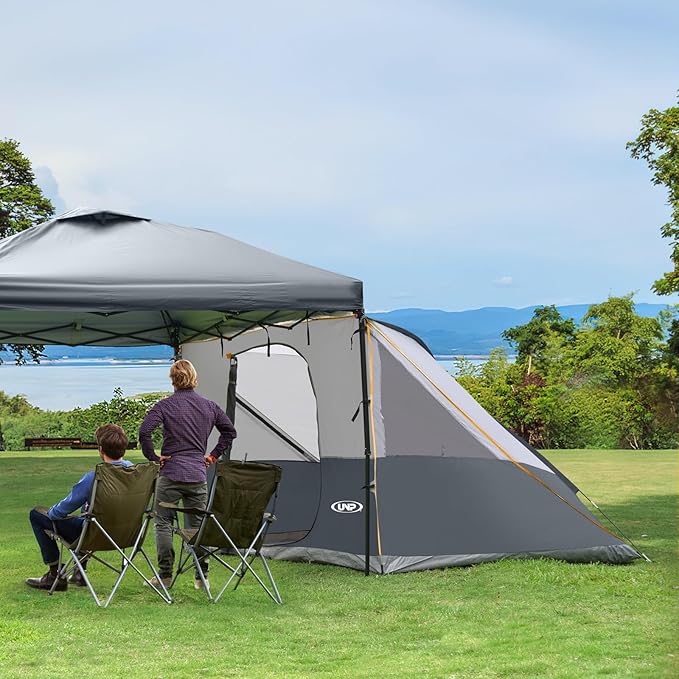 UNP Camping Canopy - Inner Tent - Side Tents - SUV Camping Cube for 10' x 10' Pop Up Canopies (Canopy Pole/Shelter NOT Included) (Grey-Side Tent)