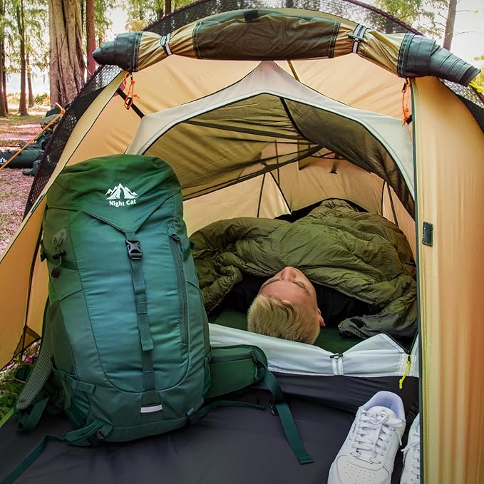 Night Cat Ultralight Tunnel Tent: Waterproof Lightweight Two People Backpacking Tent for Outdoor Camping Hiking Treeking with Double Layers Aluminum Poles and Footprint