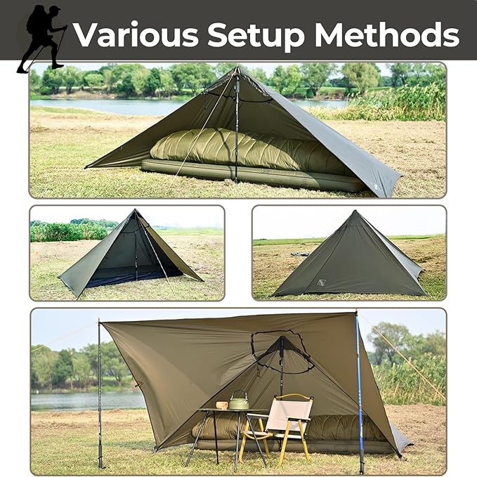 Onewind Lightweight Poncho Shelter Solitary Shelter Cape Silnylon Emergency Survival Shelter Ultralight Minimalist Shelter for Camping Hiking Backpacking Bug Out Bag
