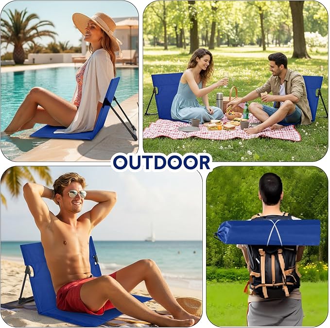 Jetec Foldable Floor Backrest Chair Portable Camping Chair with Storage Bag Light Weight Lazy Seat for Indoor Outdoor Bed Ground Park Lawn Concerts Beach Hiking