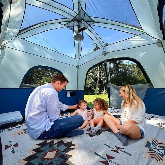 Happy Travel Tent 6 Person Tents for Camping Waterproof Easy Setup Camping Tent with Rainfly Portable Large Family Cabin Tent with 5 Large Mesh Windows and Carry Bag for Outdoor Camping &amp Hiking