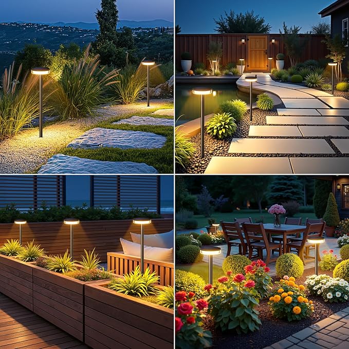 LETMY Solar Pathway Lights Outdoor 6 Pack 2X Brighter Solar Lights Outdoor Waterproof Taller Pathway Light with Larger Panel Auto On/Off Up to 12Hrs Driveway Light for Yard Outside Patio Path Lawn