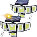 Solar Motion Sensor Flood Lights Outdoor - 496LEDs 3500LM 3 Lighting Modes 3 Levels Brightness 6 Heads 360° Illumination IP65 Solar Security Lightsfor Porch Yard Patio Garage (2Pack)
