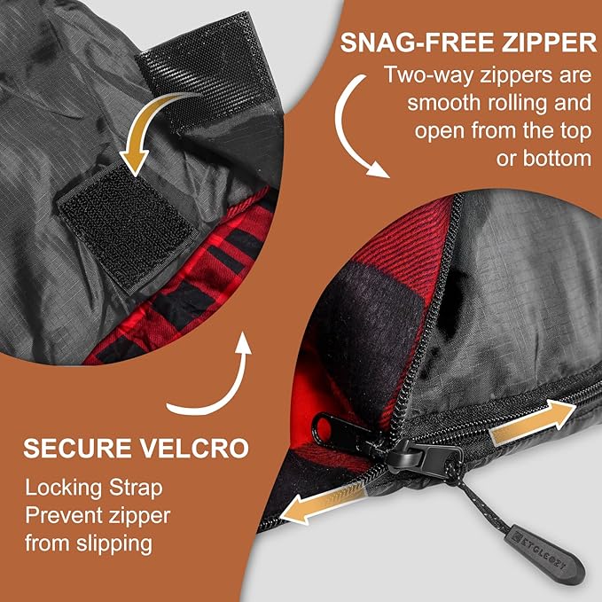 XL Queen Size 2 Person Double Sleeping Bag for Adults Lightweight Compact with Flannel Liner &amp Thermolock Draft Tube Machine Washable All Season Camping Travel