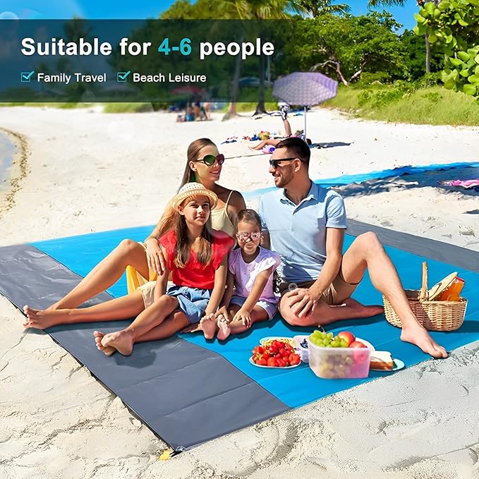 Beach Blanket Picnic Blankets Beach Accessories Lightweight Waterproof Sandproof Couple Family with Children Blanket for Summer BeachParkTravel Camping HikingPartyBackyard(79*83)