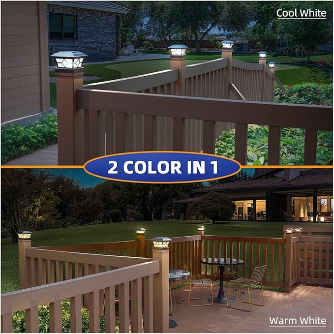 APONUO 4x4 Solar Post Cap Lights 16 Pack - 6x6 Post Cap Solar Light 2-Mode IP64 Waterproof Post Lights Solar Powered for 4x4 5x5 6x6 Wood/Vinyl Posts Black