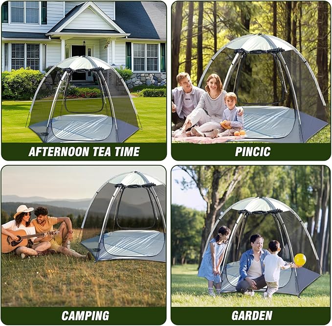 Screen House Tent Portable Canopy with Floor Mosquito Net Outdoor Room Perfect for Patio Backyard Gazebo Picnic Mesh.