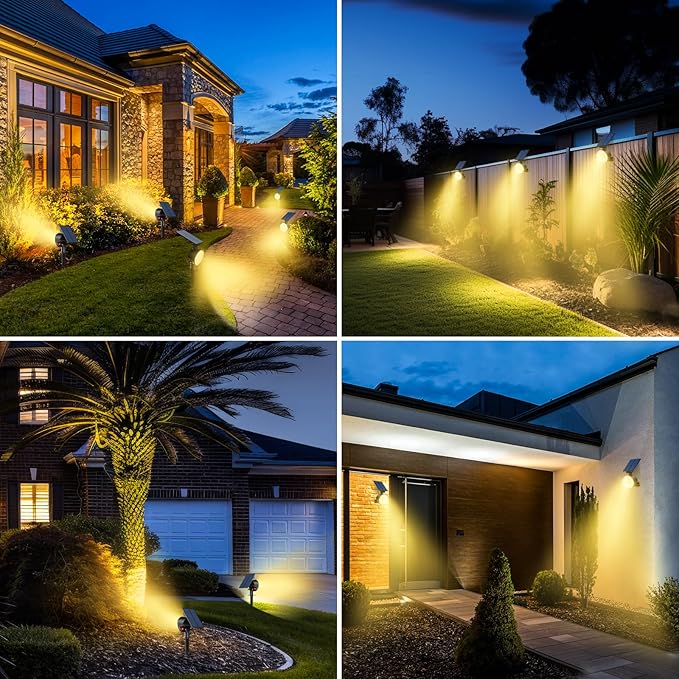 nipify 6 Pack Solar Spot Lights Outdoor Waterproof with 3 Modes Solar Spotlight Light for Outside Yard Landscape Lighting Pathway Lights WallWarm White