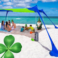Beach Tent UPF50+ Sun Shade Canopy with Sandbags 4 Stability Poles Ground Pegs Flying Disc Sand Shovel Lightweight Sunshade Shelter 7ft Tall for Outdoor Trips Camping and Sports