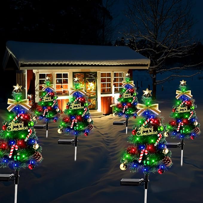 Solar Christmas Decorations OutdoorDEIDOULU Solar Christmas Tree 2 Pack 40 Led Light 2 Modes Outdoor Xmas Tree Light décor Pathway Lights Patio Yard