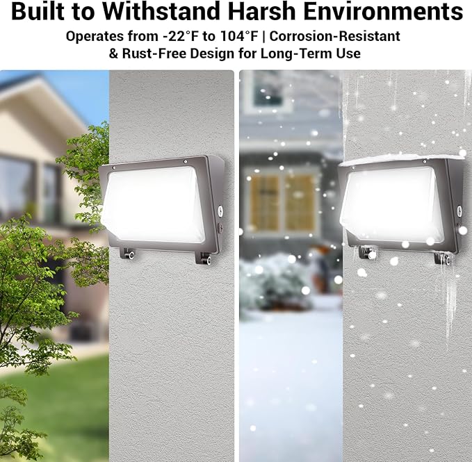JTT 150W LED Wall Pack Light with Dusk to Dawn Photocell22500LM 5000K Daylight IP65 Waterproof WallPack Lights Outdoor LED [Eqv. 1200W HPS/HID] for Parking LotWarehouseYard ETL | 5-Year Warranty