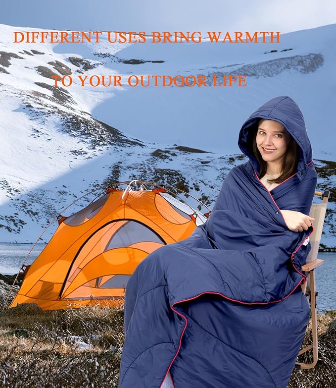 Outdoor Puffy Camping Blanket Lightweight Down Alternative Puffy Waterproof Stadium Blanket with Portable Bag Lightweight Camping Blanket for 2 People Cold Weather Sports Travel Car 79*54 inch