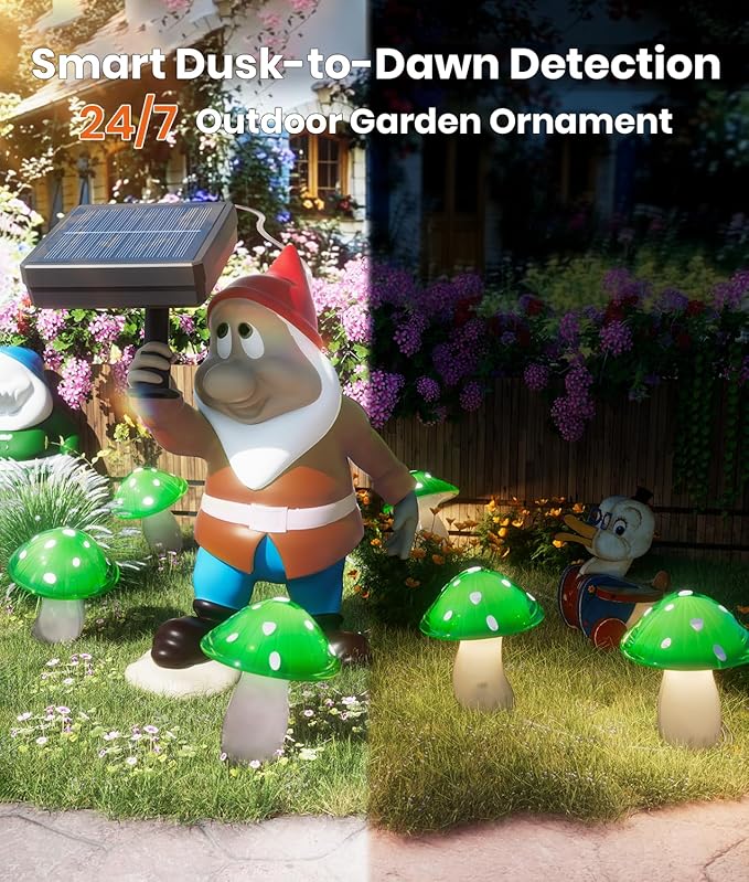 Solar Mushroom Lights Outdoor 9 Pack Garden Outdoor Decor 8 Lighting Modes IP65 Waterproof Crystal-Clear Fairy Decoration for Pathway/Yard/Flower Bed/Patio/Landscape/Backyard/Dwarf String 30 FT