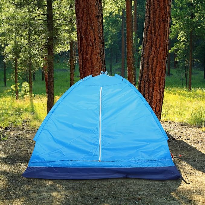 Luxshiny Two Person Winter Backpacking Tent Single Layer Lightweight Sky Blue Outdoor Shelter for Hiking Beach Park Recreation