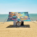 ALAZA Otter Rushroom Starry Beach Tent Sun Shelter UPF50+ Protection Beach Shade Canopy w/ 4 Sandbags for Outdoor Camping Fishing Backyard Fun Picnic 10x9 ft