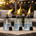 Seraphic Citronella Table Top Torches for Outdoor Patio 16oz Decorative Glass Torch Citronella Candles for Outside Deck Garden Parties Set of 3 Clear
