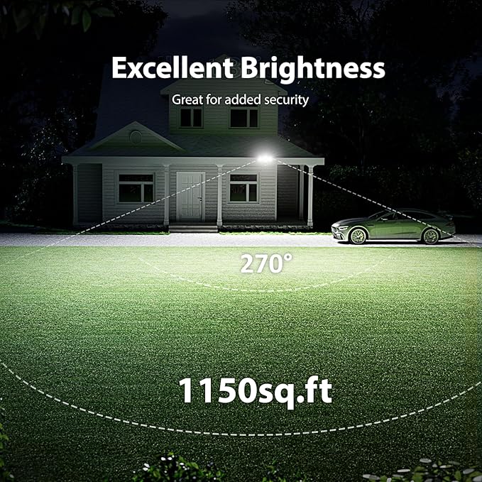 Onforu 75W LED Flood Light Motion Sensor Outdoor 7000lm Dusk to Dawn Flood Light Security Light with Three Head IP65 Waterproof Exterior Floodlight 6500k Wall Light for Entryway Stairs Yard Garage