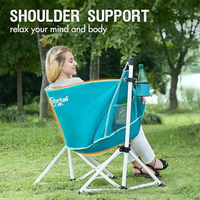 Portal Hammock Camping Chair Folding Rocking Chair Portable Swinging Chair with Cup Holder for Outdoor Lawn Backyard Patio Car Camp Sports ConcertsSupport 350 lbs Blue 2 Pack