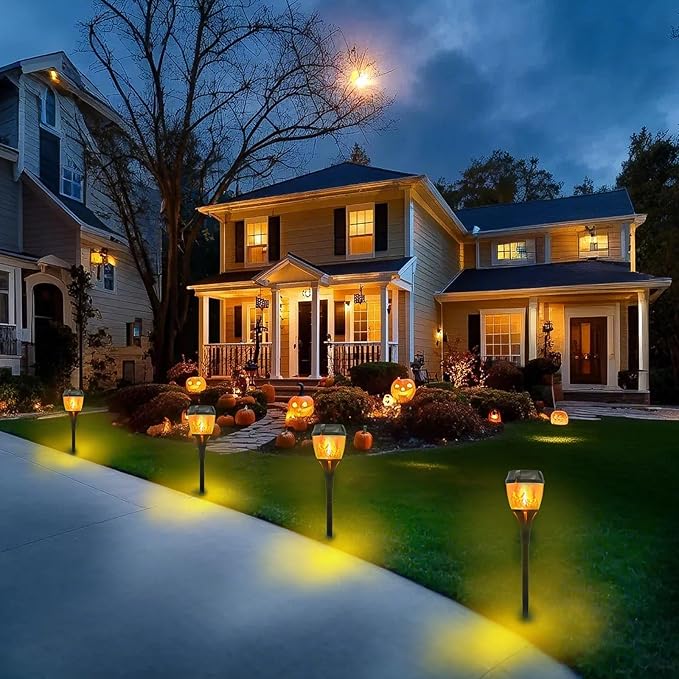 Swingers Solar Lights OutdoorSolar Torch Lights with Flickering FlameWaterproof Outdoor Garden Light for ChristmasGarden Landscape Path Yard Patio (8 Black)