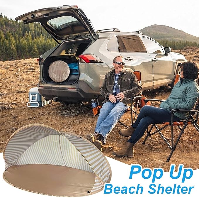 Beach Sun Shade - Portable Canopy Shelter Lightweight Outdoor Tent | UV Protection Travel Cover Compact Breathable Shelter Easy Pop-Up Shade for Family Picnics Camping Fishing Backyard Relaxatio