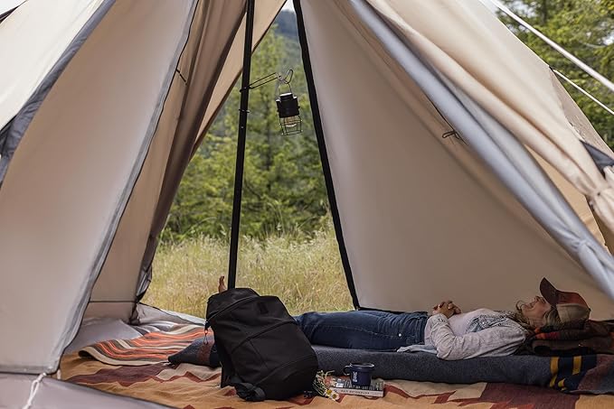 DOD RX Pyramid Tent for Camping - Durable All Season Teepee Tent for Adults Outdoor Camping - 6 Person Tipi Pyramid-Shaped Camping Tent - Quick Easy Setup - Large