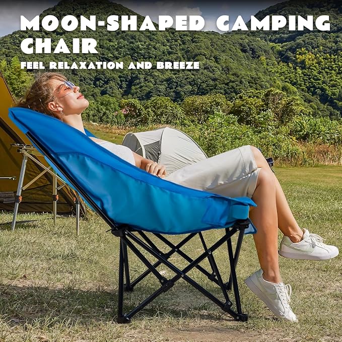 LEMBERI Oversized Heavy Duty Camping Chair for Adults500lbs Comfortable Folding Lawn ChairsLarge Outdoor Portable Chair with Cup HolderSide Pocket and Cooler Bag