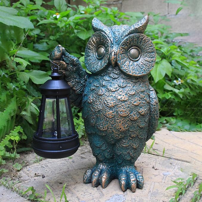 Garden Statues Outdoor owl Figurines Decorated with Solar Lights Unique Christmas Birthday Gifts for Moms Grandmas Women Wives Sisters