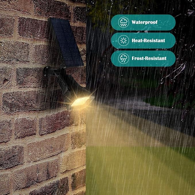 URPOWER Solar Lights Outdoor Adjustable Solar Spot Lights Outdoor Spotlight 2-in-1 Waterproof Solar Landscape Lights Wall Light Dusk-to-Dawn Solar Powered Lights for Yard Garden (Warm White 2 Pack)