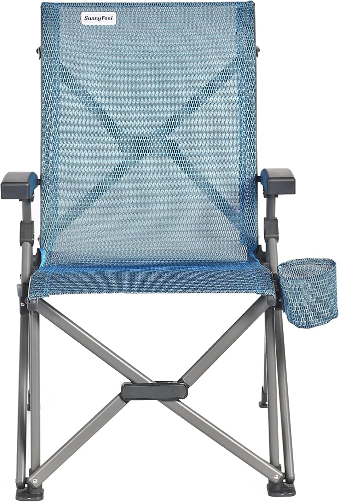 SUNNYFEEL Folding Camping Chair Heavy Duty Ergonomic Chairs Support 500lbs with Adjustable Breathable High Back Support and Cup Holder Aluminum Frame for Fishing Camp Beach Lawn RV Patio