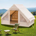 Tangkula Inflatable Camping Tent with Pump 4-6 People Outdoor Blow Up Cabin Tent with 7 Mesh Windows 2 Doors 4-Season Glamping Inflatable Cotton House Tent with Carrying Bag for Camping