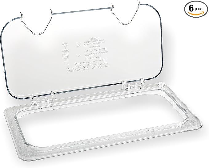 Carlisle FoodService Products StorPlus EZ Access Lid Cover for 1/3 Size Food Pans Double Notched 12.75 x 7 6 Count Clear