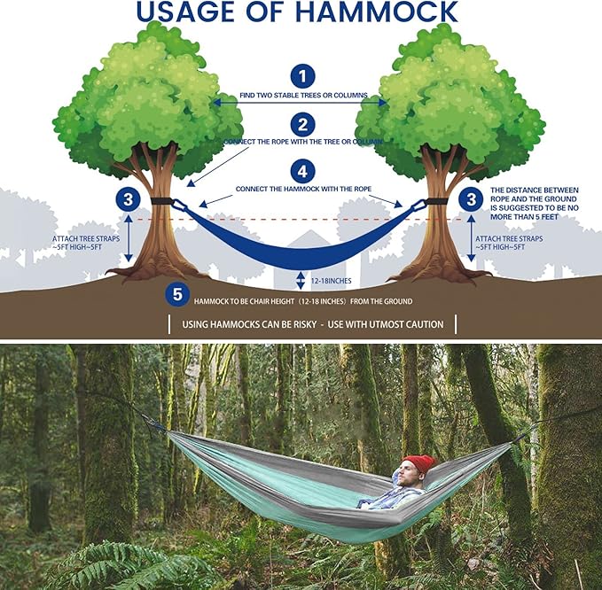 Camping Hammock with Mosquito Net &amp Rain Fly Tent Tarp &amp Tree Straps Portable Strong Nylon Hammock Parachute Tent w/Storage Bag for Camping Hiking Backyard Outdoor Backpacking Travel