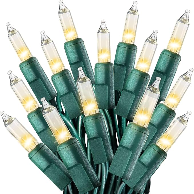 Clear Christmas Lights 66FT 200 Incandescent Bulbs Warm White Mini Lights with Green Wire for Christmas Tree Garland Thanksgiving Wedding Party Home Indoor &amp Outdoor Festival Decoration