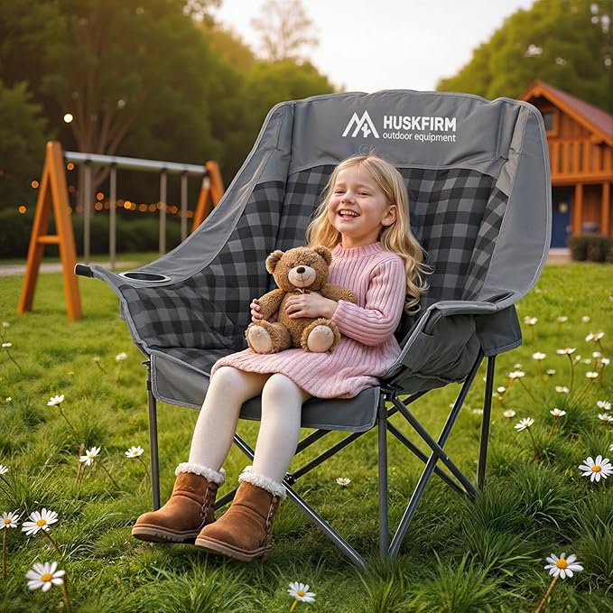 Oversized Camping Chairs for Adults Folding Padded Camping Chair Heavy Duty XL Camping Chair - 400LBS Support Lawn Chairs for Outdoor Sports Beach Fishing with Cup Holder &amp Carry Bag - 2 Pack