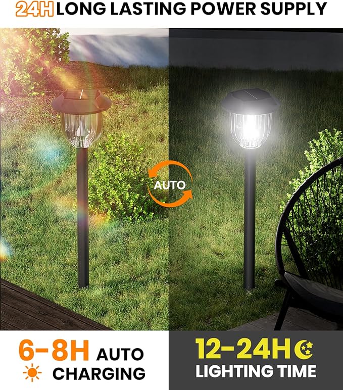 AOSEA Bright 10 Pack Solar Lights Outdoor Waterproof IP65LED Sola Pathway Lights for OutsideLandscape Path LightingGarden Decor for YardPatioLandscapeWalkwaySidewalkDrivewayLawn (Cold White)