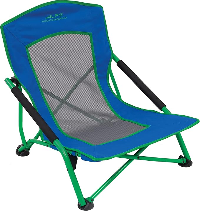 ALPS Mountaineering Rendezvous Low Camping Chairs for Adults with Arms Cool Mesh Center Powder Coated Steel Frame Compact Folding Design and Carry Bag