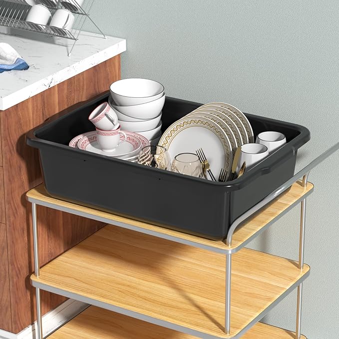 4-Pack 35 L Commercial Food Service Bus Tubs Large Plastic Commercial Bus Box Black