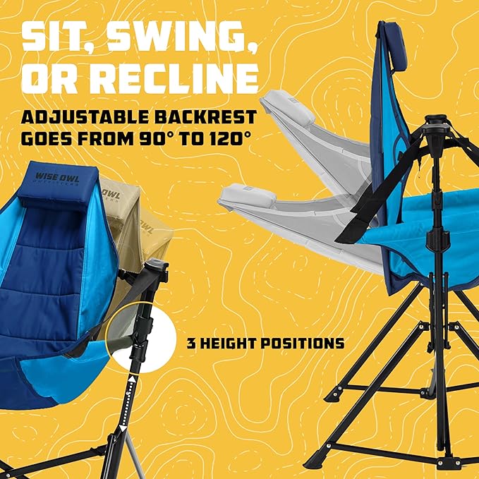 Wise Owl Outfitters Hammock Chair for Adults – Comfortable Portable Folding Rocking Camping Chair with Carry Bag – Great for Lawn Campsite &amp Outdoors