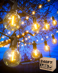 Outdoor String Lights Waterproof 240FT Patio Lights with 124 Shatterproof G40 Globe Bulb(4 Spare) Connectable Dimmable Hanging LED String Lights for Outside Backyard Porch Balcony(120FTx2)
