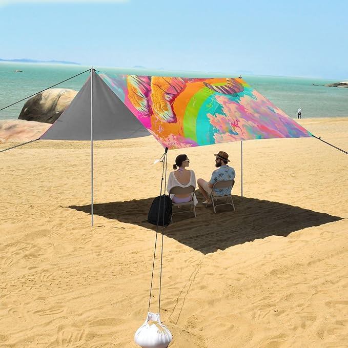 Camping Sun Shelters Animal Tiger in Rainbow Beach Canopy 126 * 110.2in