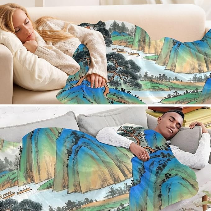 Soft Throws Chinese Ink Painting Mountain Blankets &amp Throws 50'' x 70''