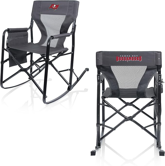 Picnic TIME NFL Woodland Rocking Camping Chair with Storage Caddy Camp Chair for Adults